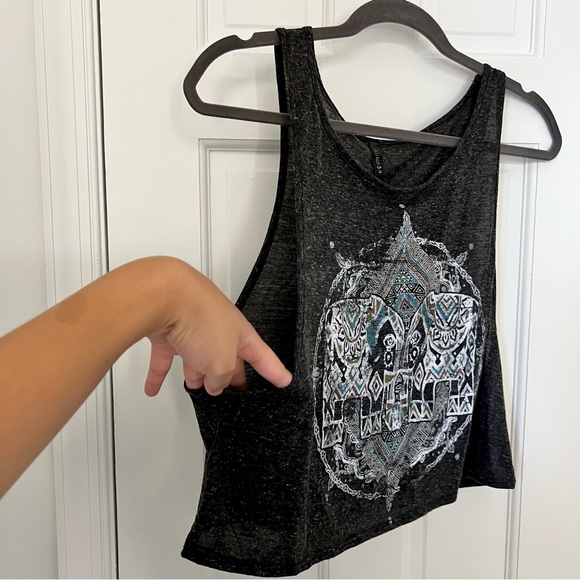 TILLY’S elephant graphic tee, tribal crop top tank top, muscle tee, Full Tilt - Picture 6 of 8